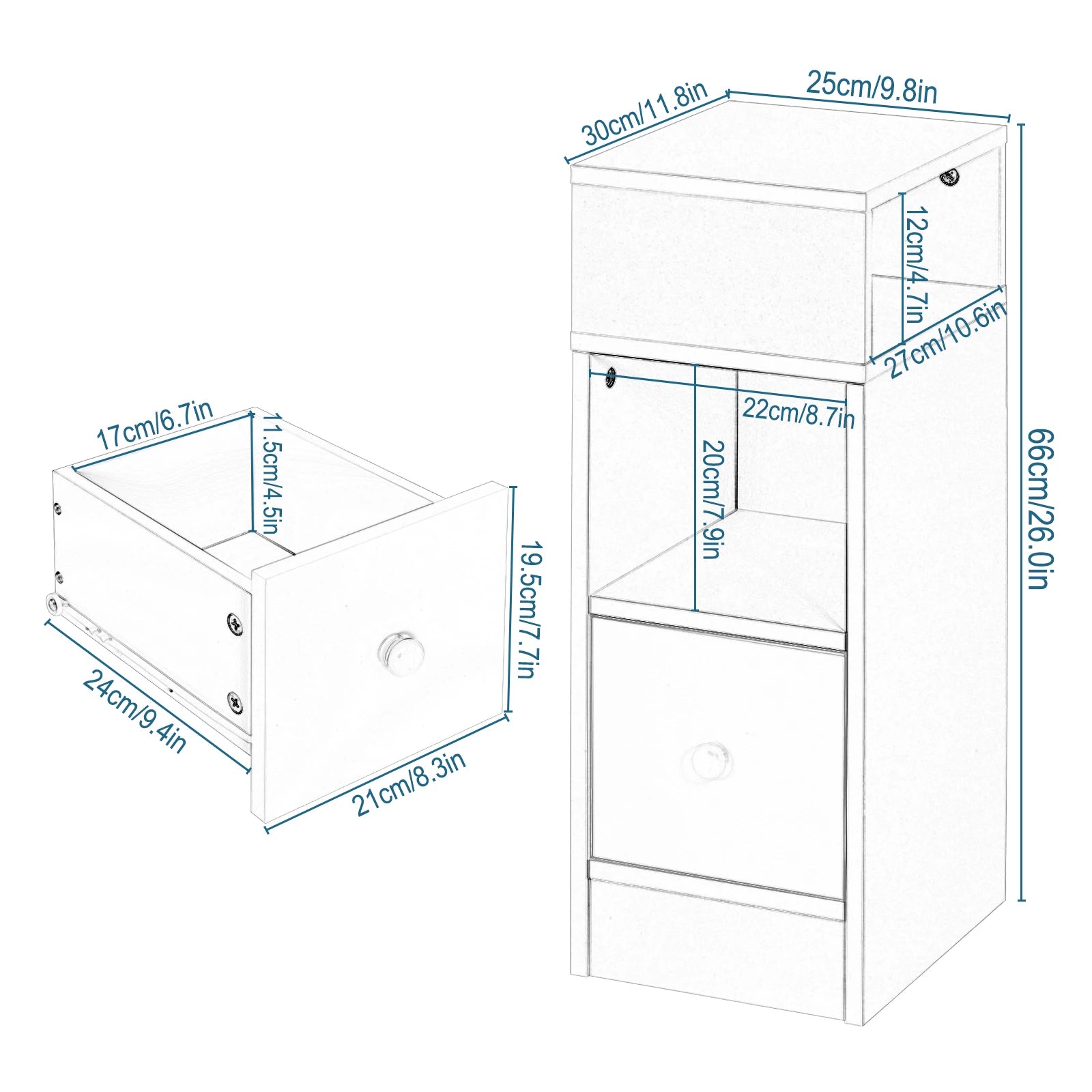 2-Piece Narrow Bedside Tables – premium handmade décor piece for modern homes.