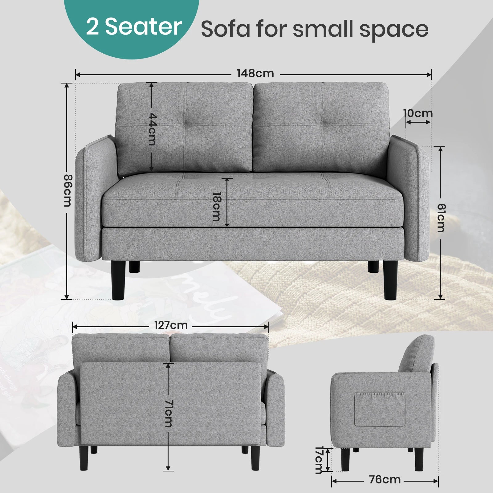 2-Seater Fabric Sofa – premium handmade décor piece for modern homes.