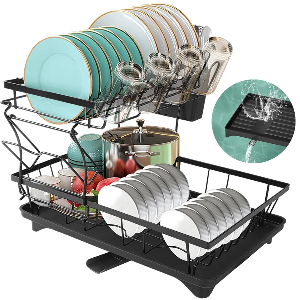 2-Tier Compact Dish Drying Rack – premium handmade décor piece for modern homes.