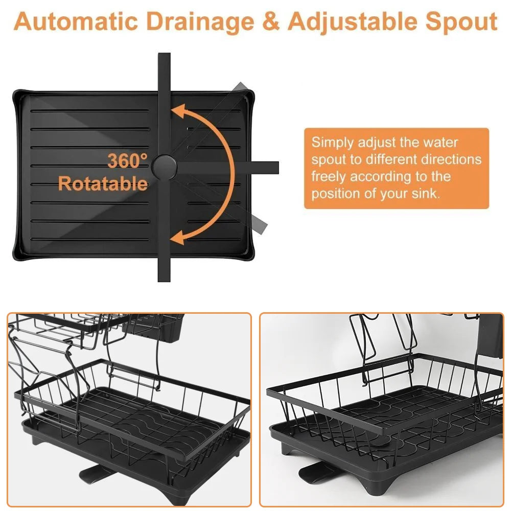 2-Tier Compact Dish Drying Rack – premium handmade décor piece for modern homes.