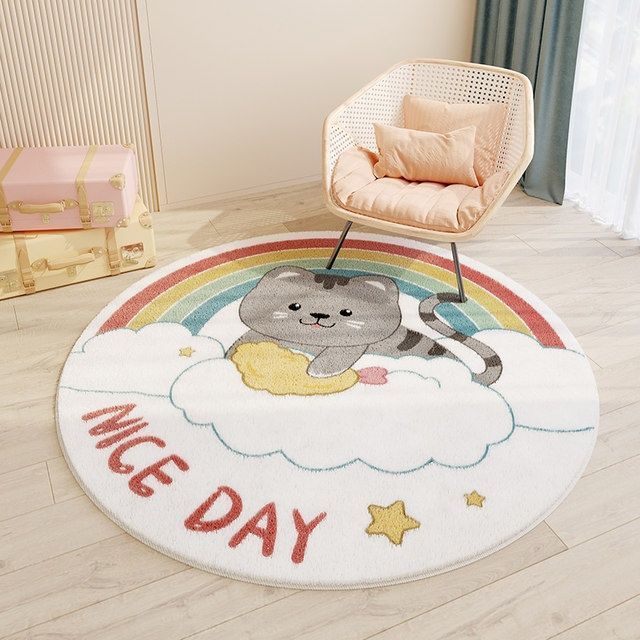 Kid's Round Cashmere Rug - handmade 0