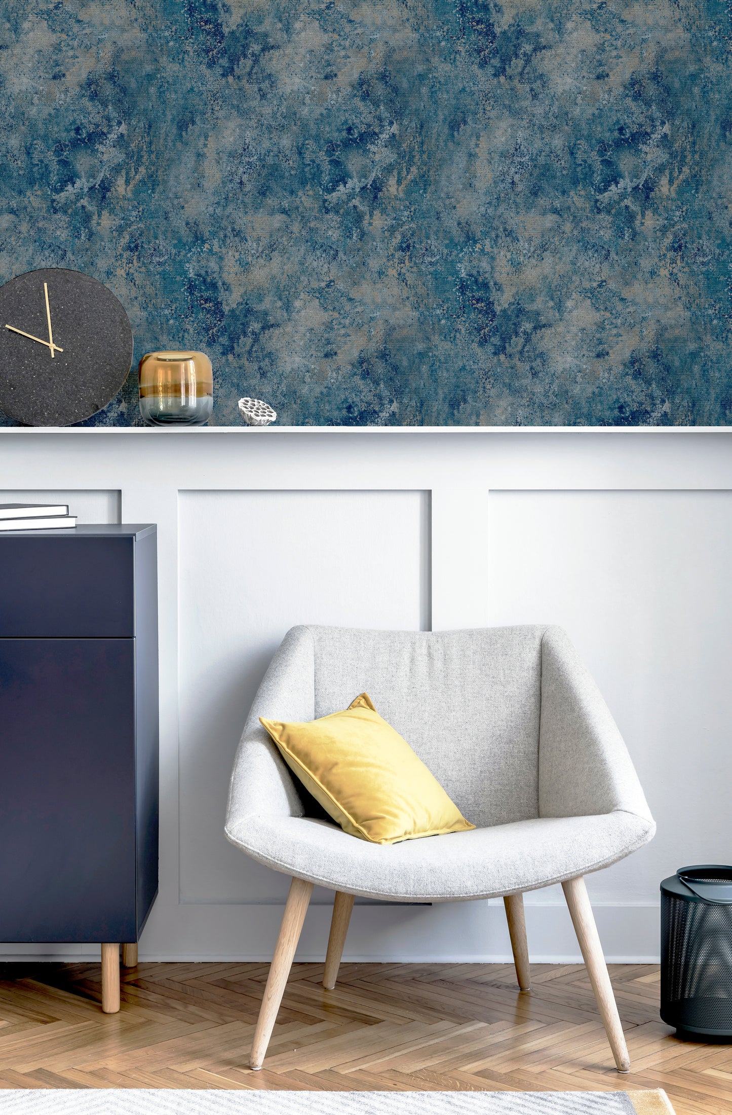 Modern Raffia Navy & Natural sw6 Wallpaper