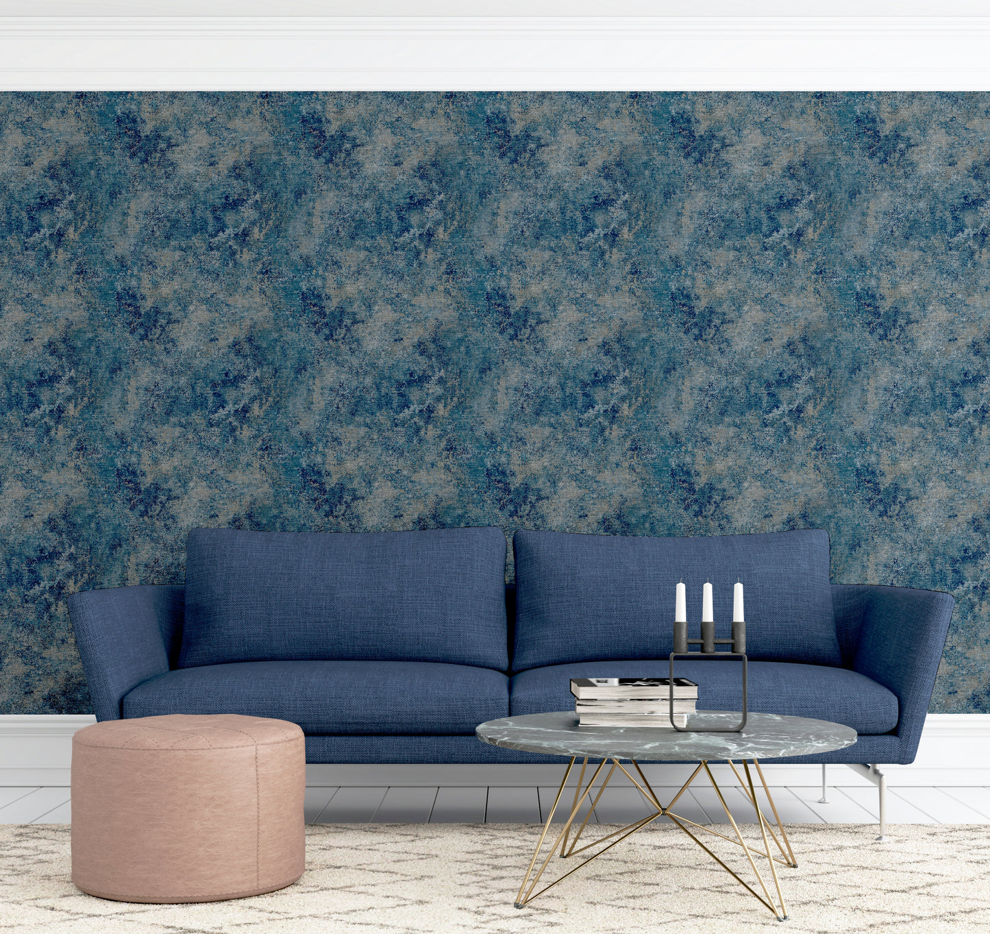 Modern Raffia Navy & Natural sw6 Wallpaper