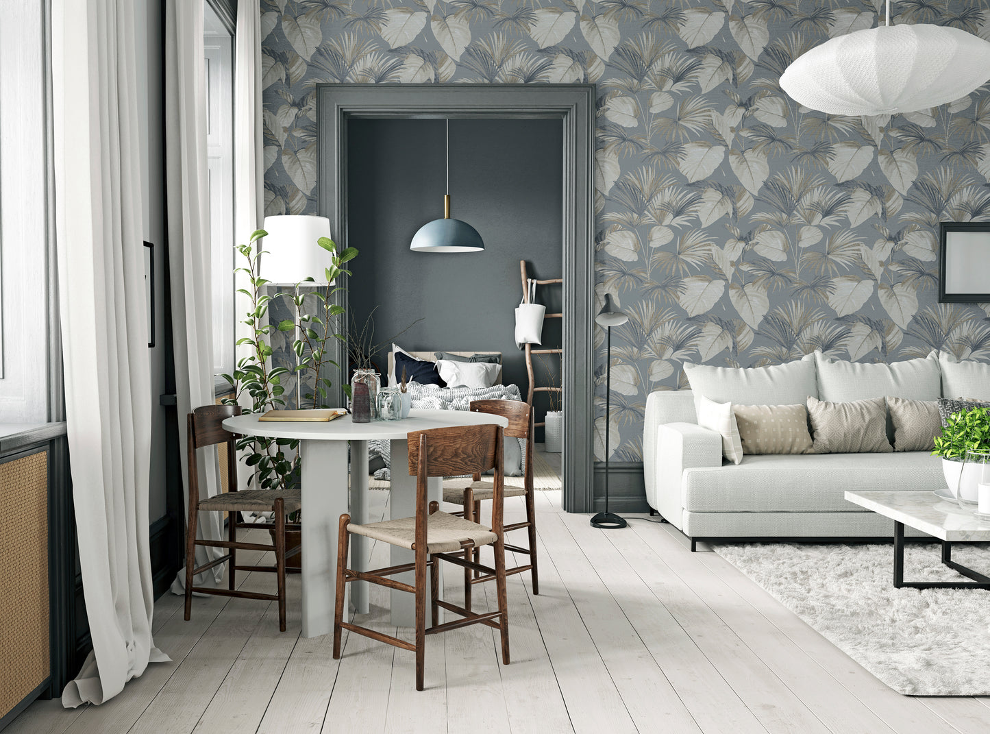 Palm Grove Grey sw6 Wallpaper