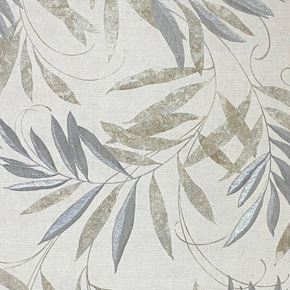 Luxury Leaf Natural Grey sw6 Wallpaper