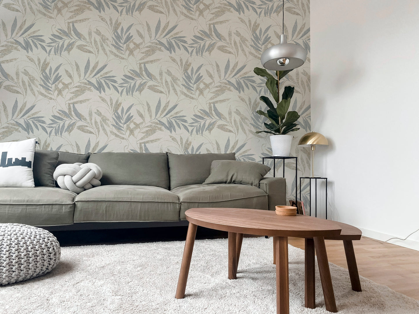 Luxury Leaf Natural Grey sw6 Wallpaper