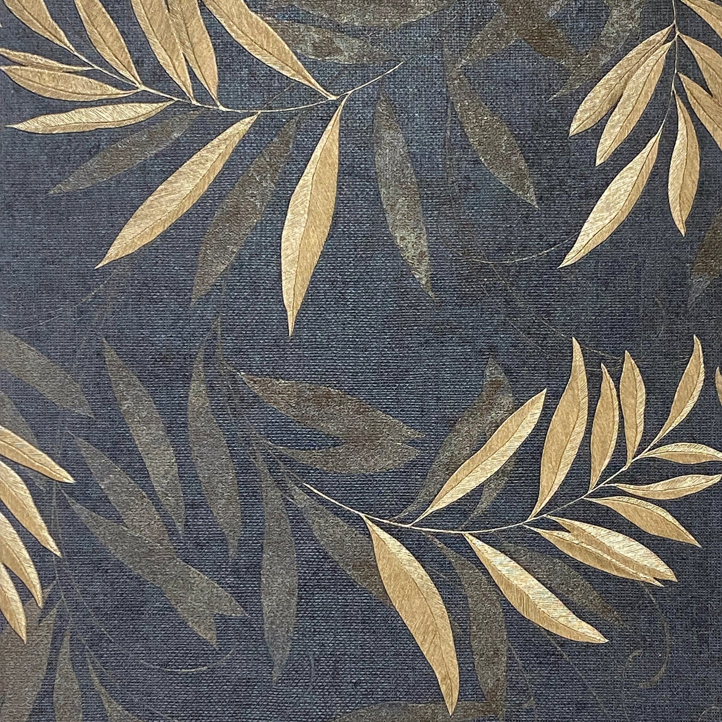 Luxury Leaf Navy Champagne sw6 Wallpaper