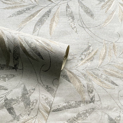 Luxury Leaf Soft Silver sw6 Wallpaper