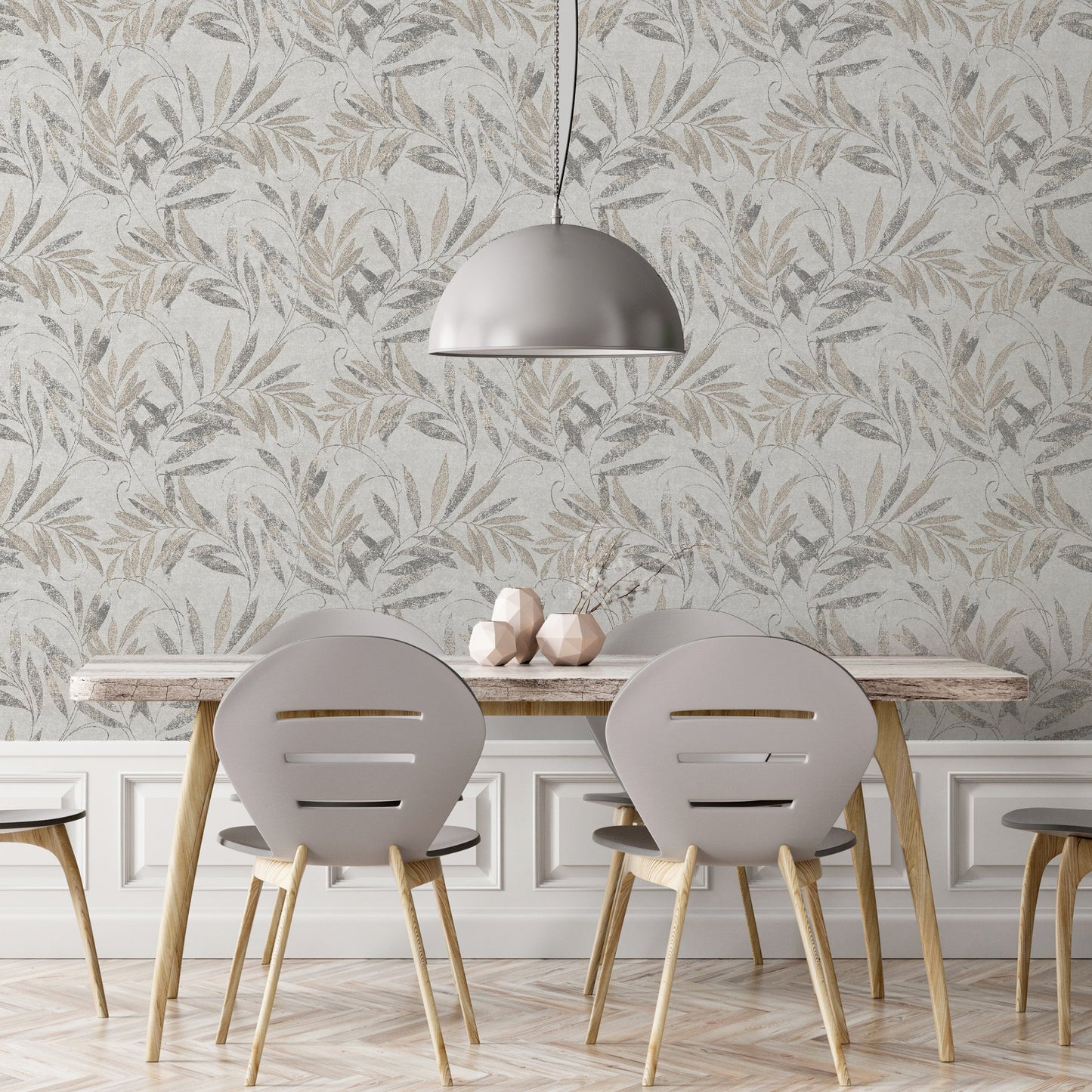 Luxury Leaf Soft Silver sw6 Wallpaper