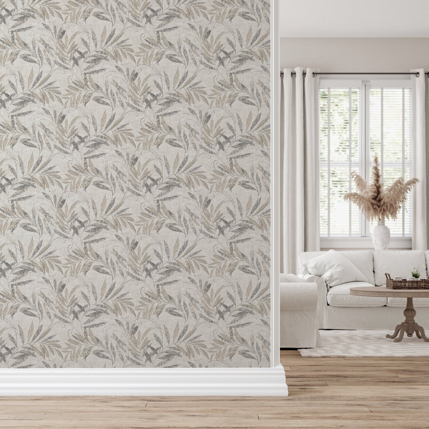 Luxury Leaf Soft Silver sw6 Wallpaper