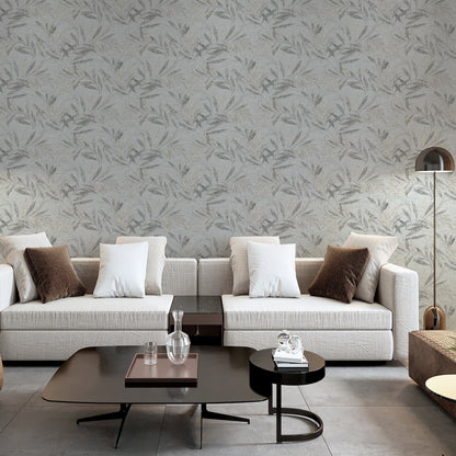 Luxury Leaf Soft Silver sw6 Wallpaper