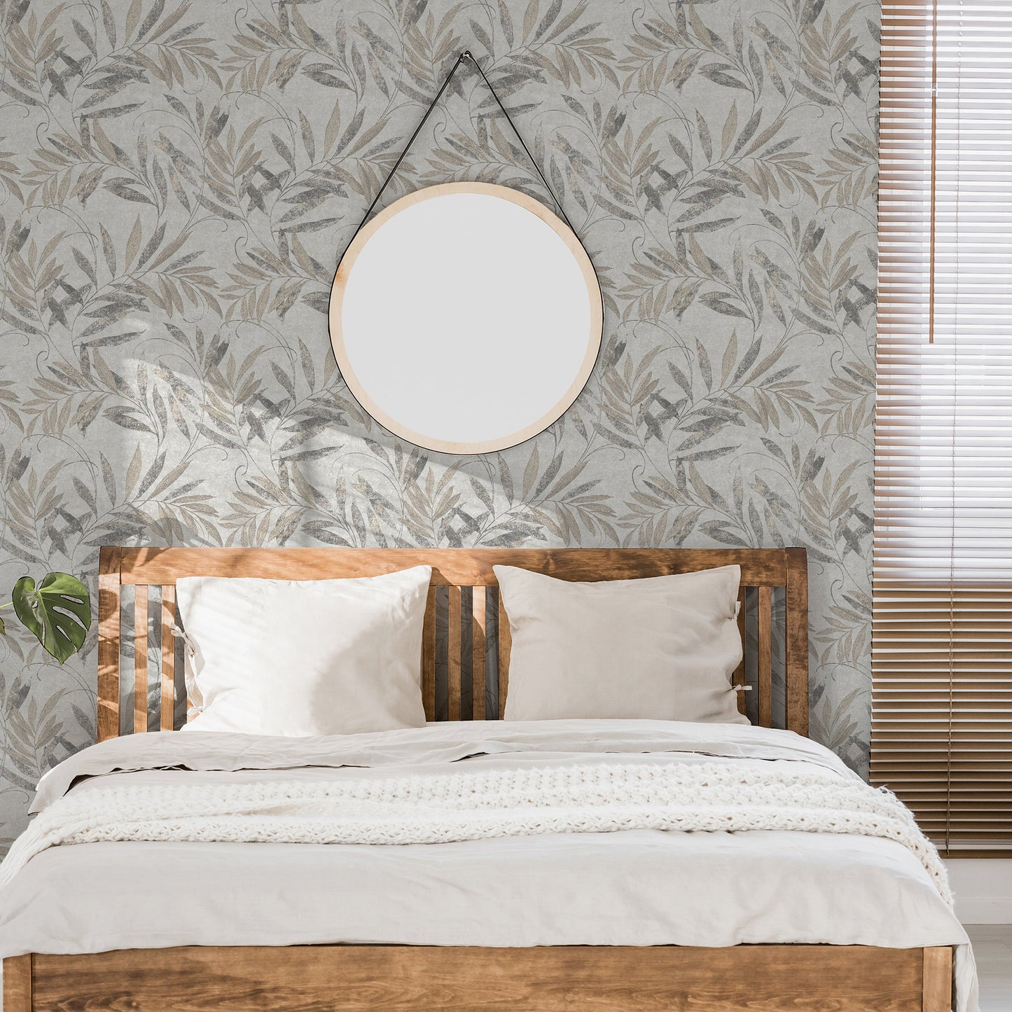 Luxury Leaf Soft Silver sw6 Wallpaper