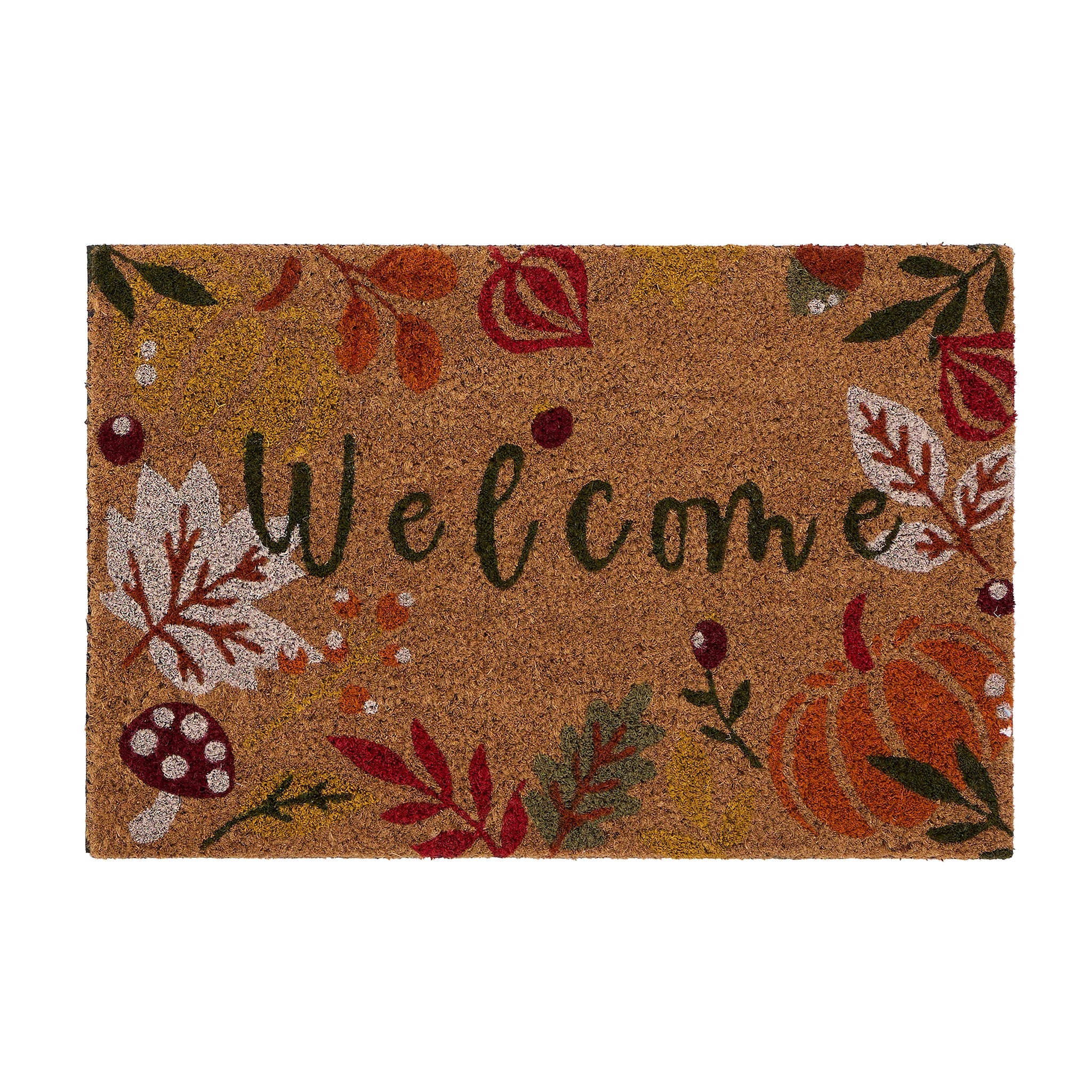 My Mat Printed Coir Autumnal Welcome - handmade