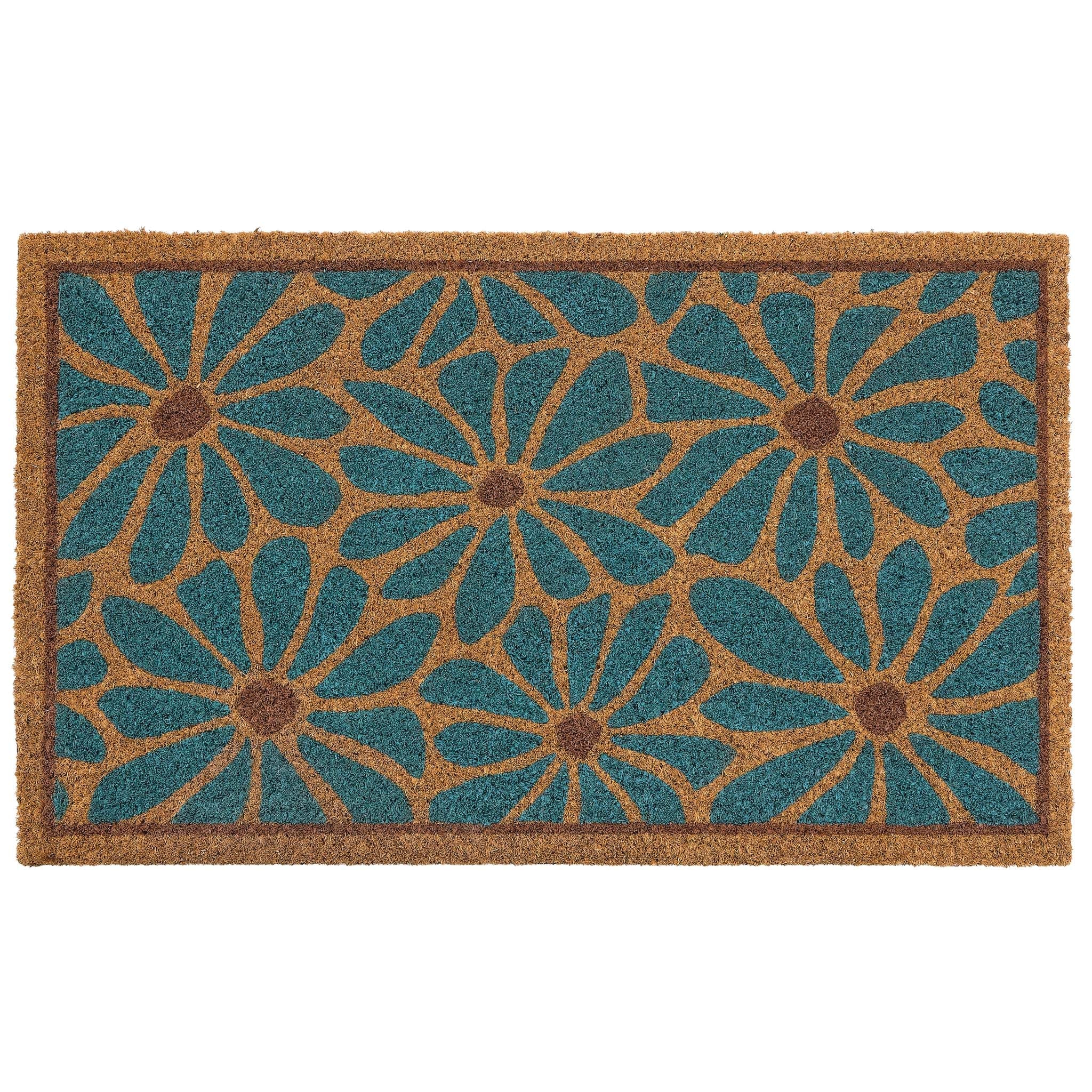 My Mat Printed Coir Boho Floral - handmade