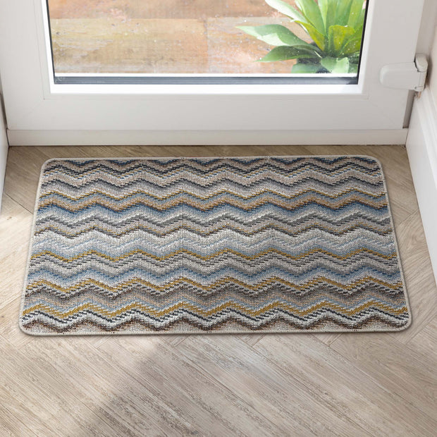My Mat Stain Resistant Candy Multi Natural Zigzag Doormat - handmade