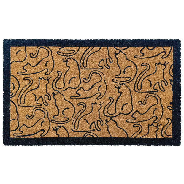 My Mat Printed Coir Outline Cats - handmade