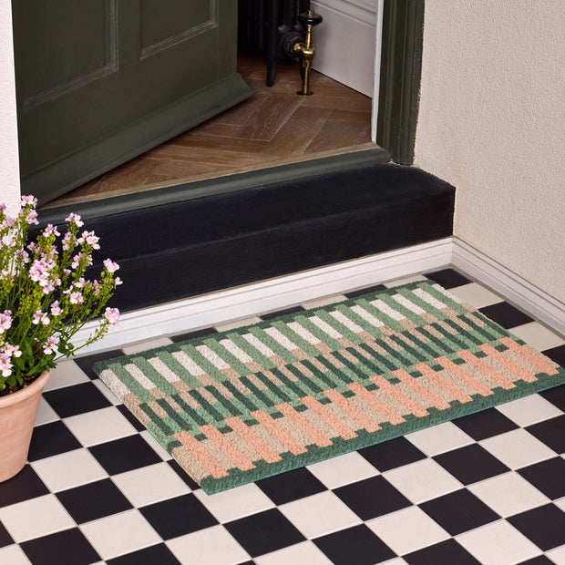 My Mat Printed Coir Pastel Broken Stripe Doormat - handmade