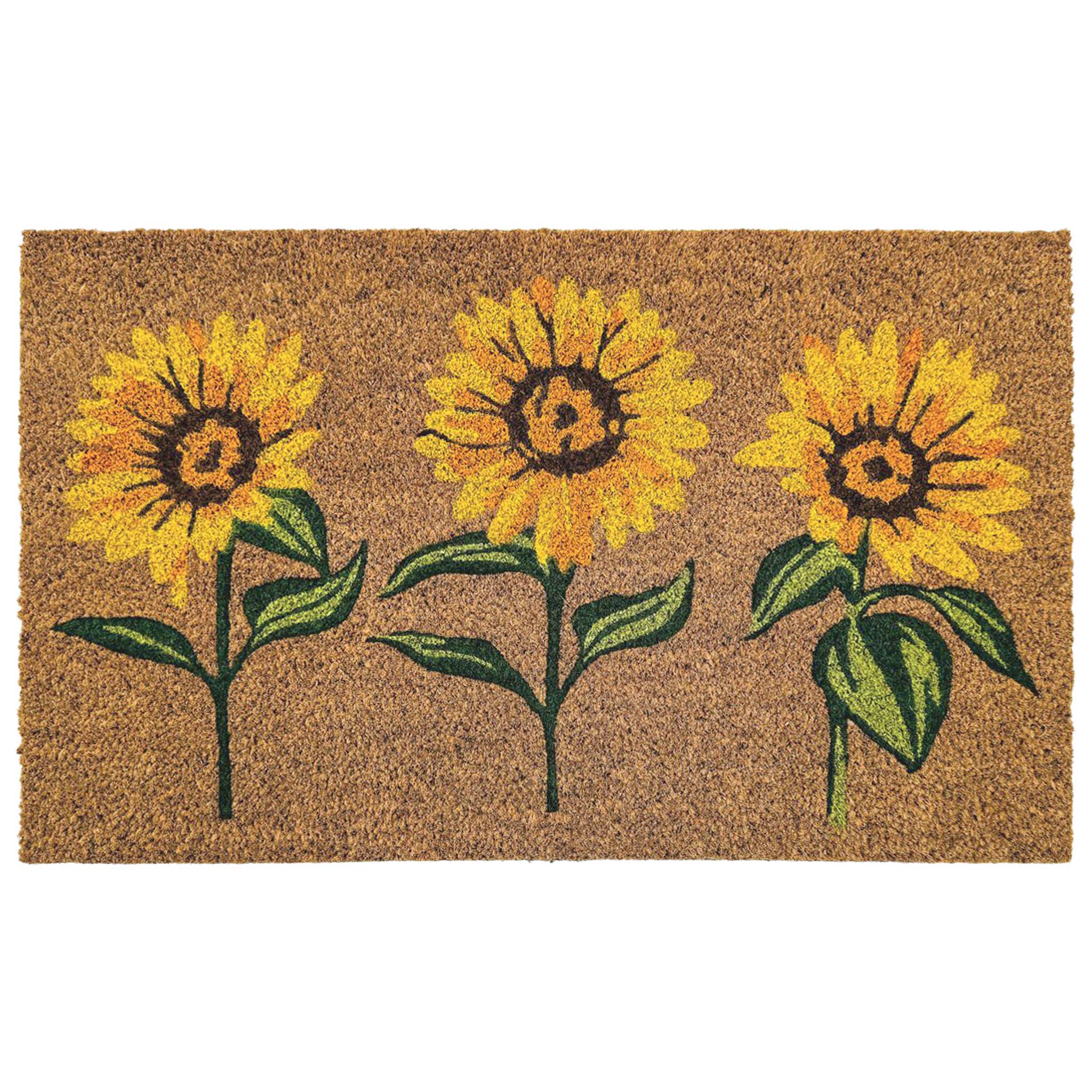 My Mat Printed Coir Multi Sunflowers - handmade