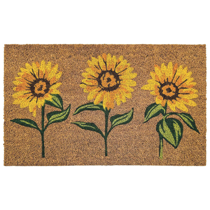 My Mat Printed Coir Multi Sunflowers - handmade
