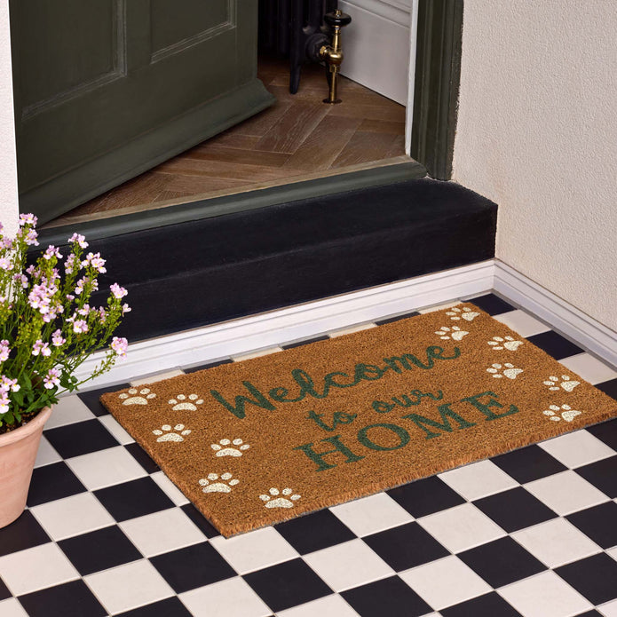 My Mat Printed Coir Welcome Paws Doormat - handmade