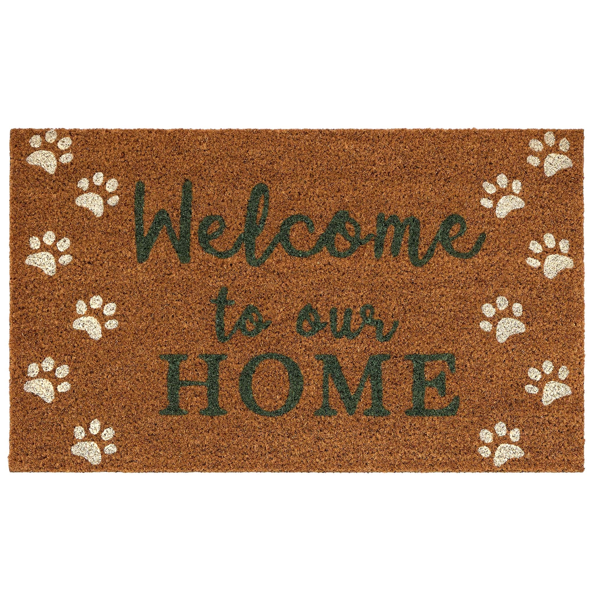 My Mat Printed Coir Welcome Paws Doormat - handmade