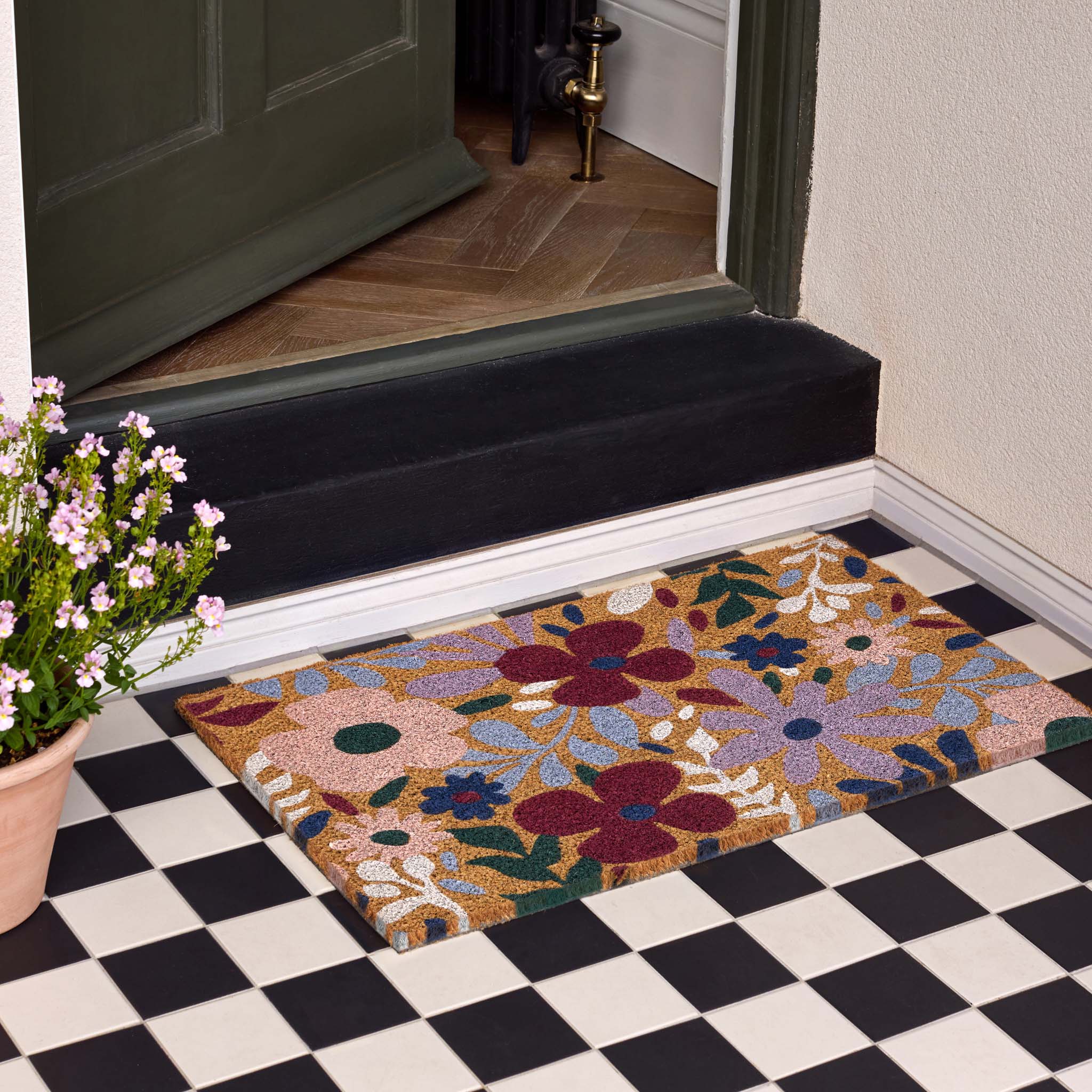 My Mat Printed Coir Wildflower Meadow Doormat - handmade