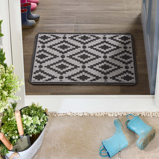 My Mat Stain Resistant Ikat Charcoal - handmade