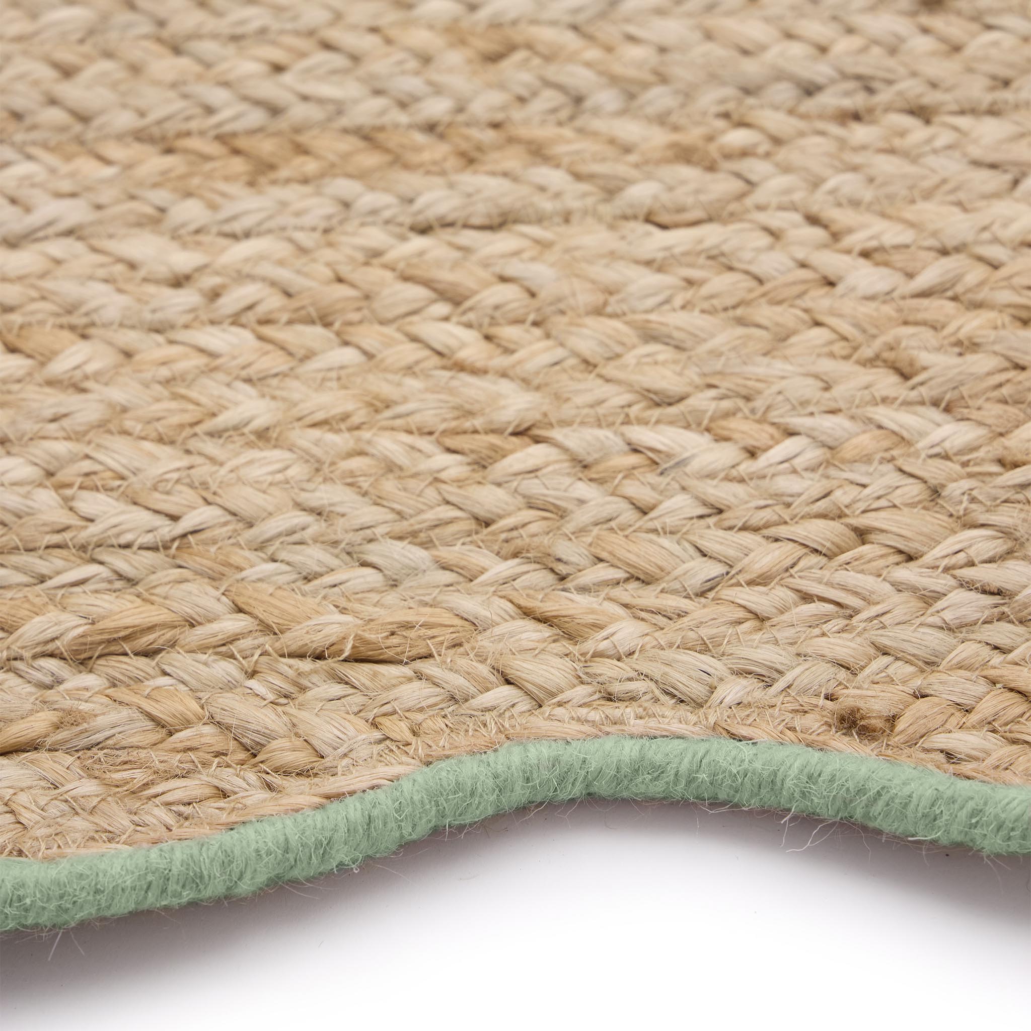 Origins Jute Scalloped Edge Green Rug - handmade