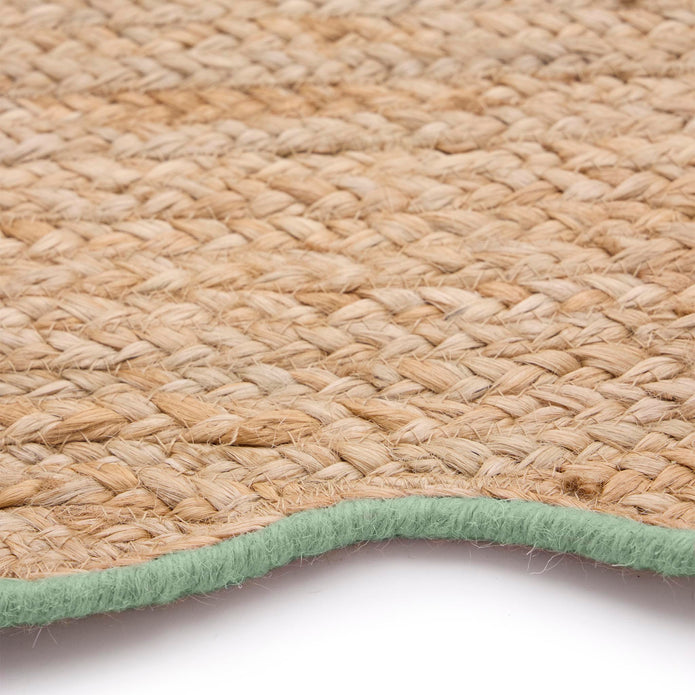 Origins Jute Scalloped Edge Green Rug - handmade