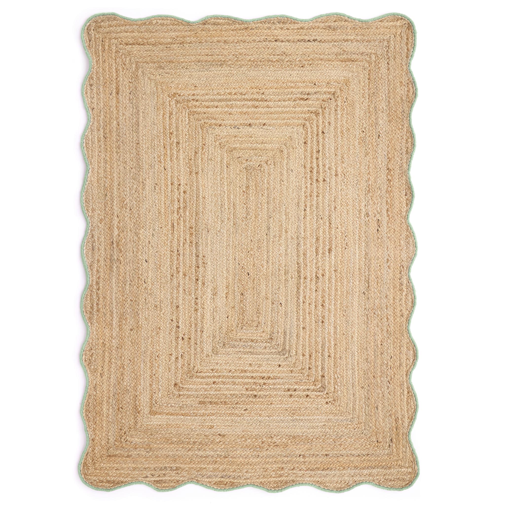 Origins Jute Scalloped Edge Green Rug - handmade