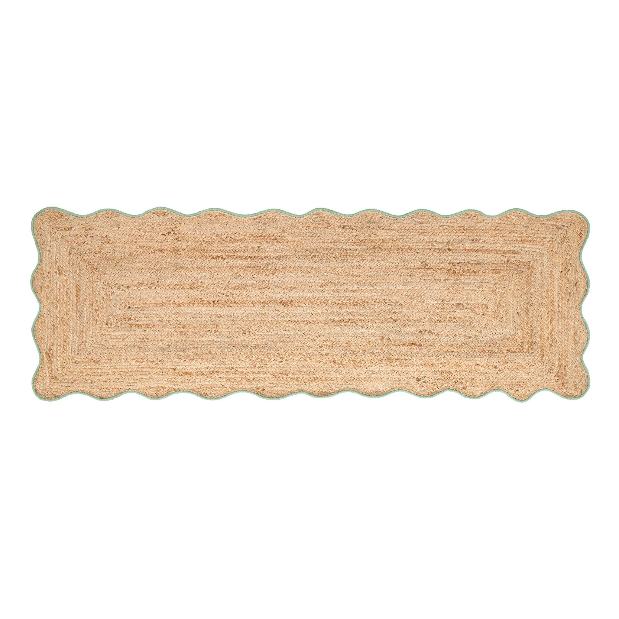 Origins Jute Scalloped Edge Green Rug - handmade