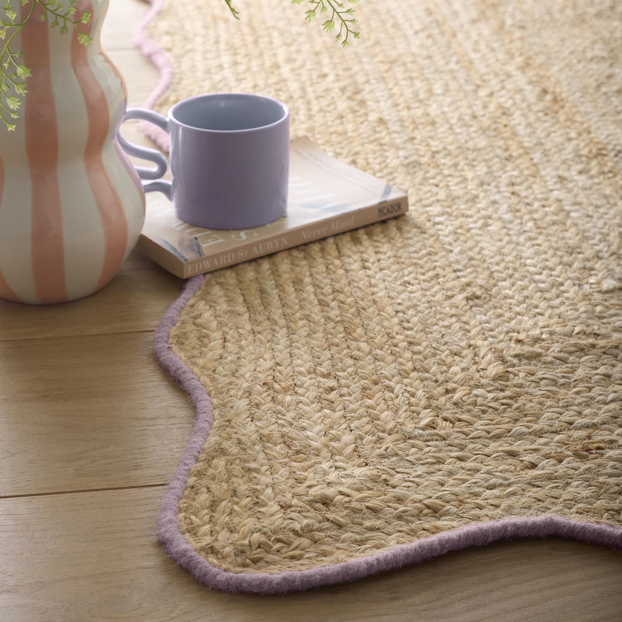 Origins Jute Scalloped Edge Lilac Rug - handmade