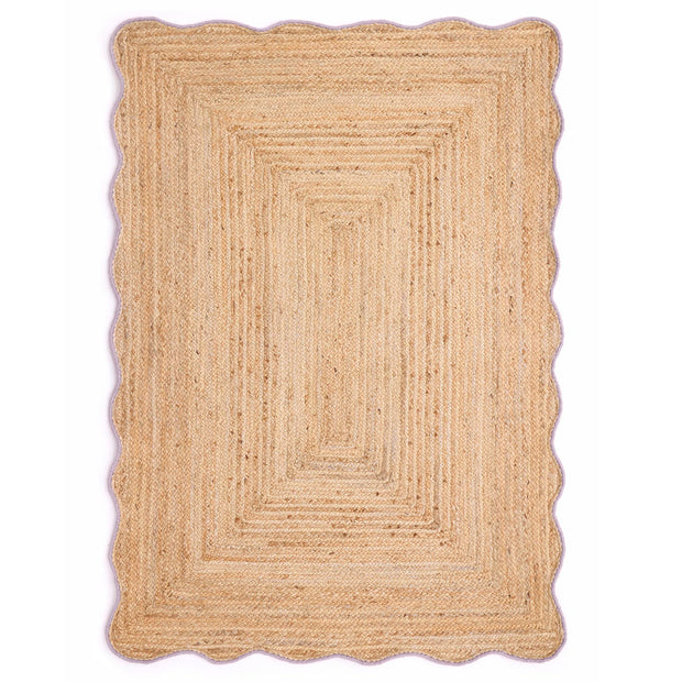 Origins Jute Scalloped Edge Lilac Rug - handmade