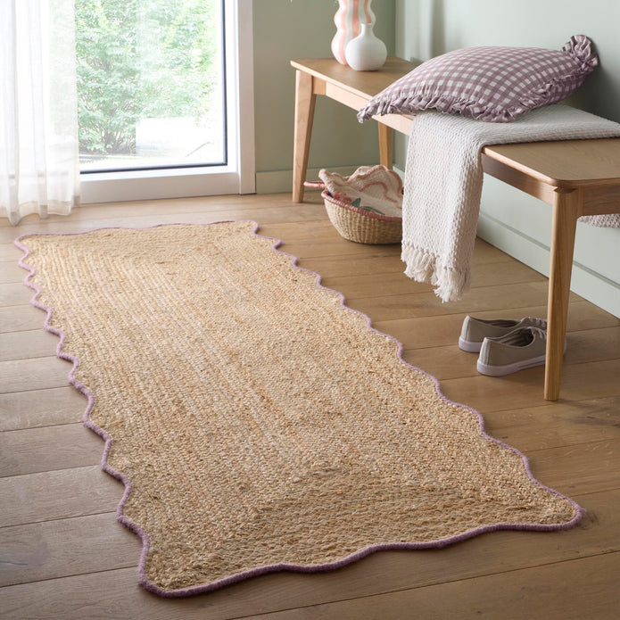 Origins Jute Scalloped Edge Lilac Rug - handmade