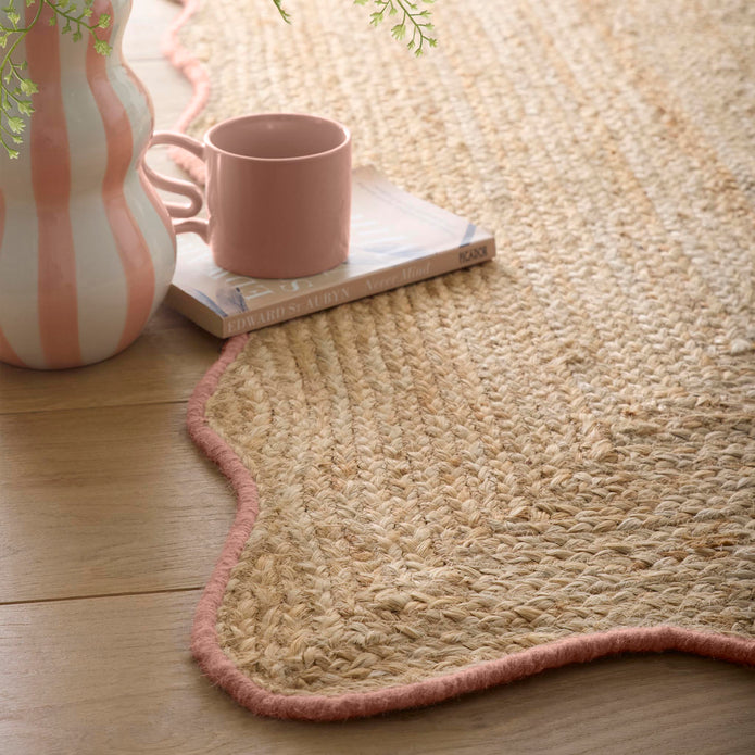 Origins Jute Scalloped Edge Peach Rug - handmade