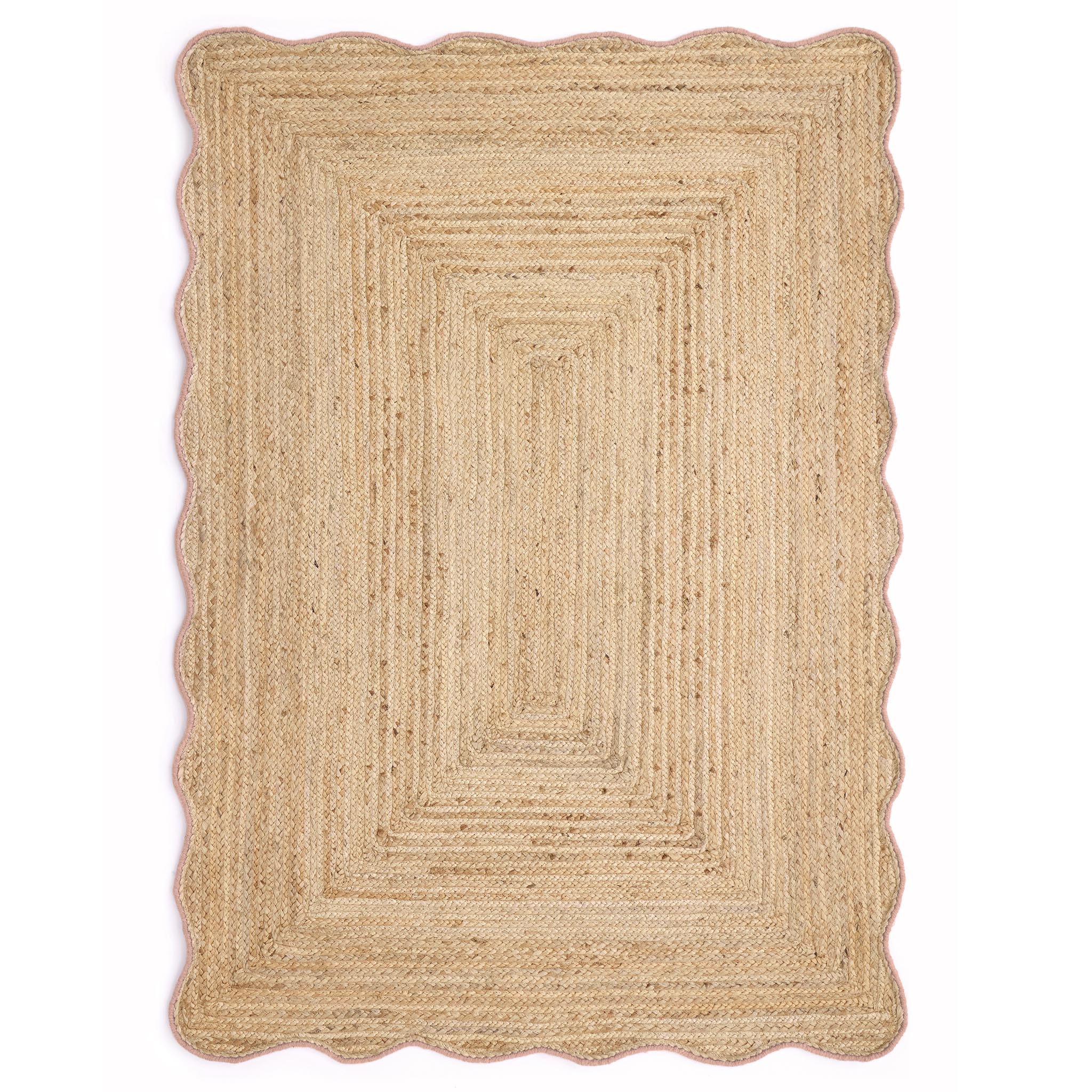 Origins Jute Scalloped Edge Peach Rug - handmade
