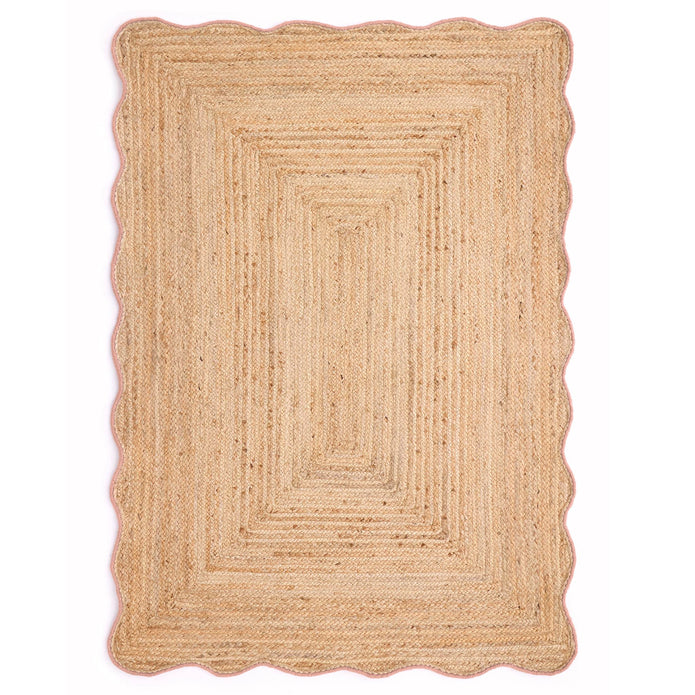Origins Jute Scalloped Edge Peach Rug - handmade