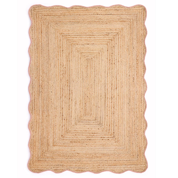 Origins Jute Scalloped Edge Peach Rug - handmade