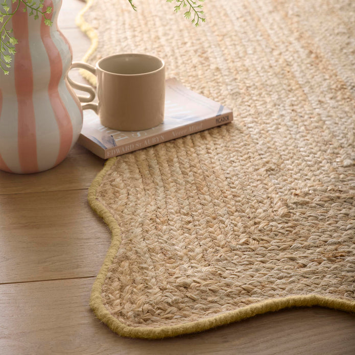 Origins Jute Scalloped Edge Yellow Rug - handmade