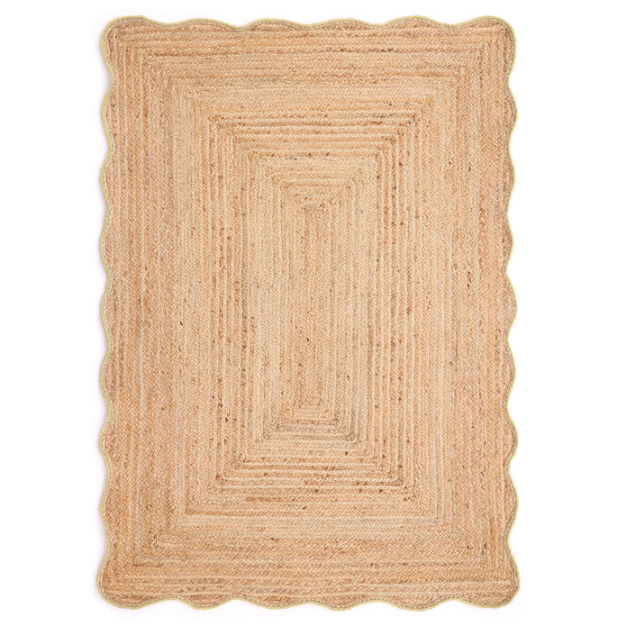 Origins Jute Scalloped Edge Yellow Rug - handmade