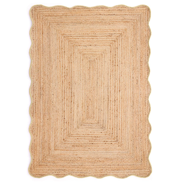Origins Jute Scalloped Edge Yellow Rug - handmade