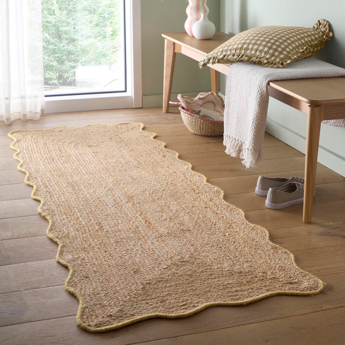 Origins Jute Scalloped Edge Yellow Rug - handmade
