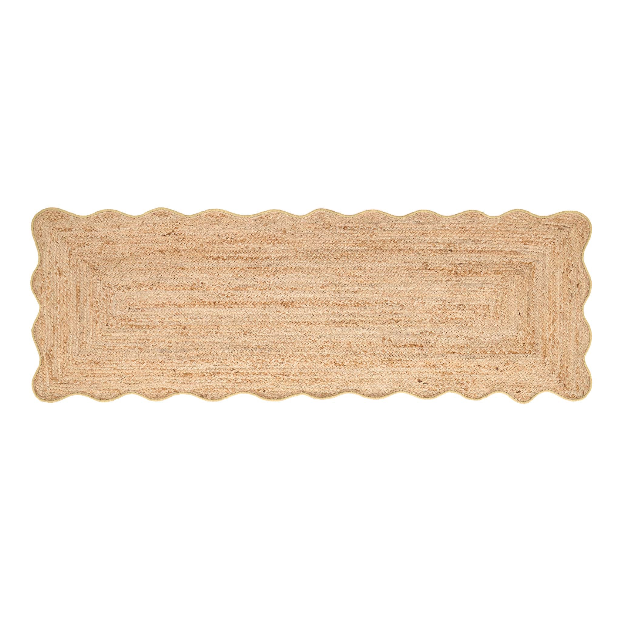 Origins Jute Scalloped Edge Yellow Rug - handmade