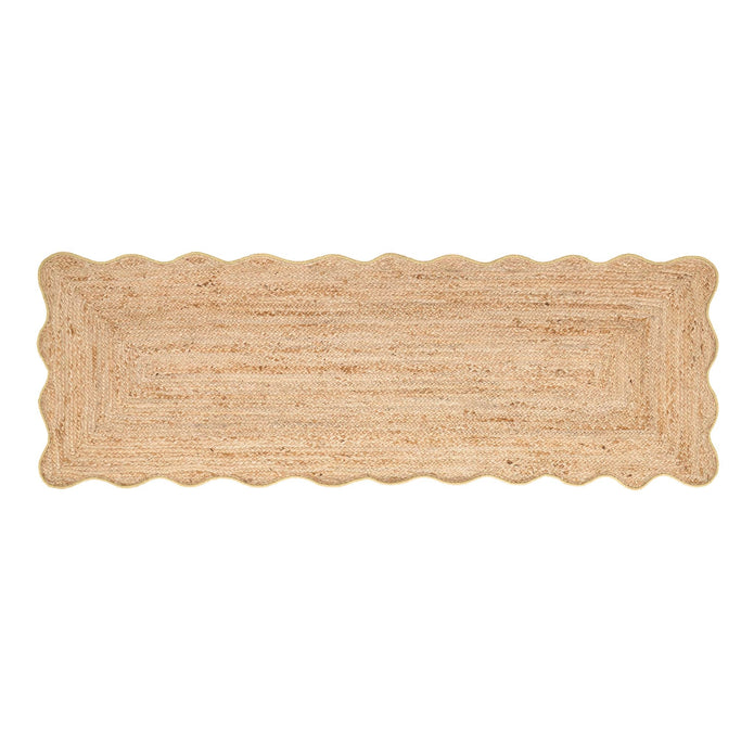 Origins Jute Scalloped Edge Yellow Rug - handmade