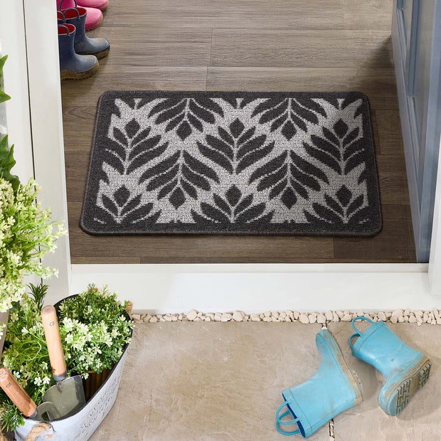 My Mat Stain Resistant Leaf Charcoal - handmade