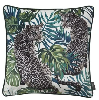 Malini Green Leopard Cushion 45cm