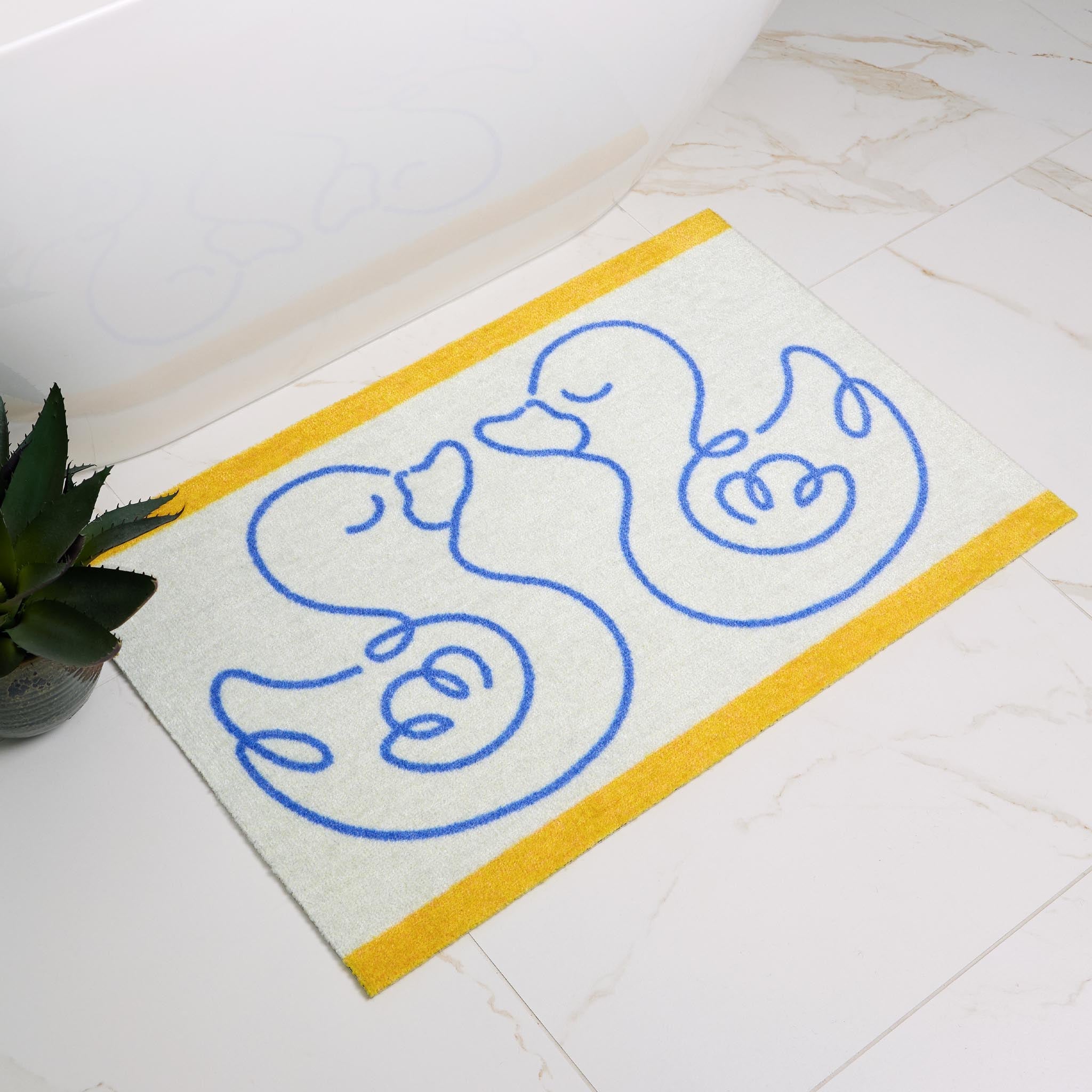 My Mat Nylon Printed Bathroom Linear Ducks - handmade