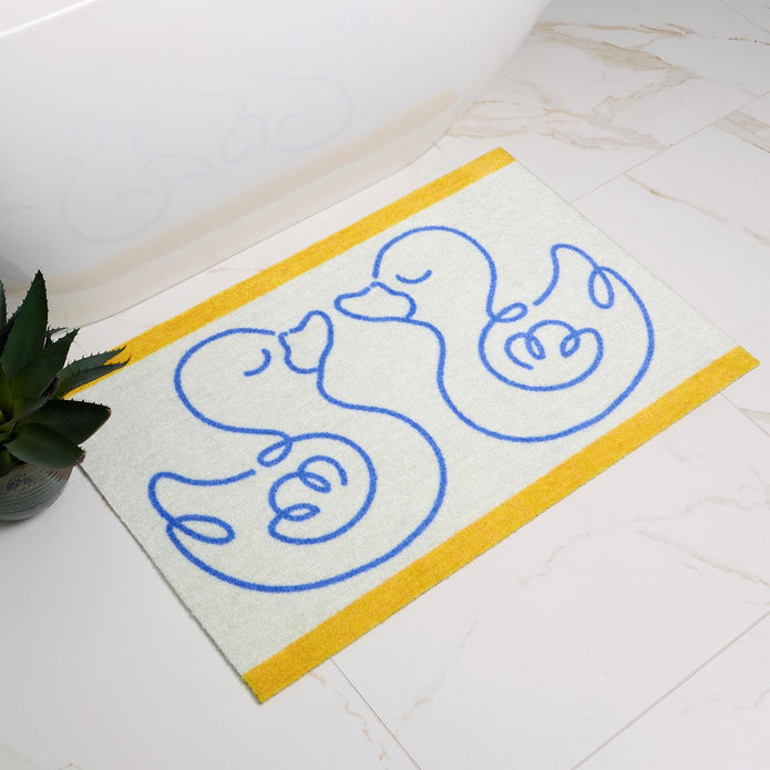My Mat Nylon Printed Bathroom Linear Ducks - handmade