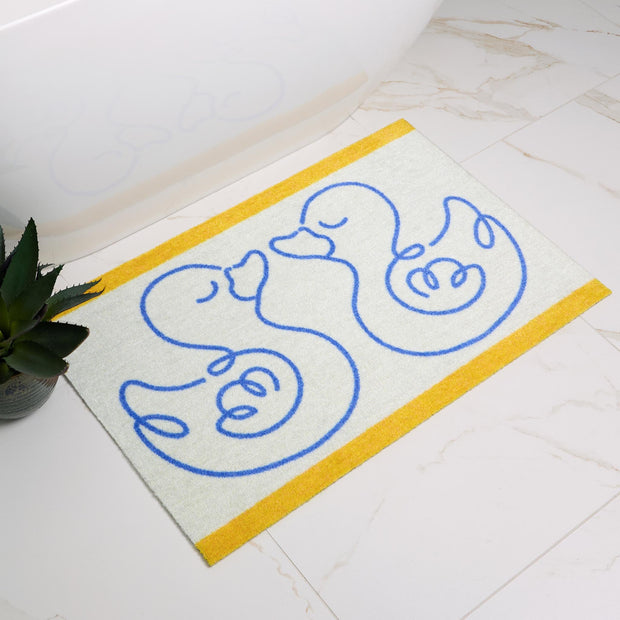 My Mat Nylon Printed Bathroom Linear Ducks - handmade