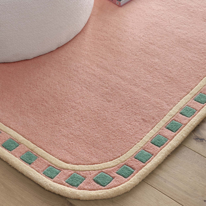 Origins Borderline Pink Rug - handmade